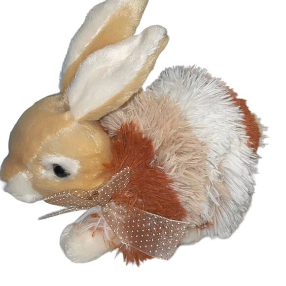 Dan Dee 13" Shaggy Bunny Rabbit Plush Stuffed Animal Ribbon Bow Nursery Baby - Picture 3 of 9